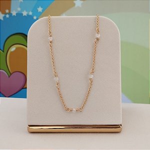 Gargantilha Infantil Com Pedra Natural - Semijoia 18k - MG501-10100