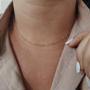 Gargantilha Coração Vazado 40 cm - Semijoia 18k - MG487-790