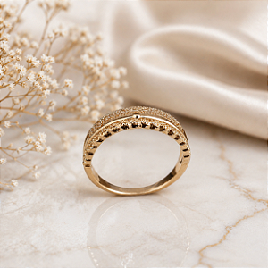Anel Com Zircônias - Semijoia 18k - MA333-13160