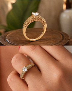 Anel Solitário Luxo - Semijoia 18k - MA369-14194