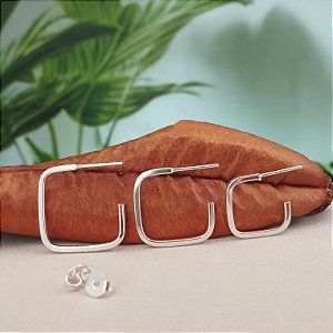 Trio de Argolas Quadradas - Prata 925 - B53-778