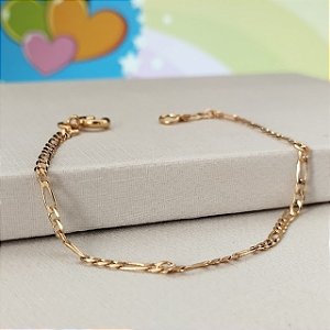 Pulseira Infantil Elo 3 por 1 - Semijoia 18k - MP907-580