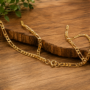 Corrente Masculina Elo 3 Por 1 - 70cm - 3mm - Semijoia 18k - MG581-26380