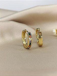 Argola Com Zircônias Color - Semijoia 18k - B96-04144