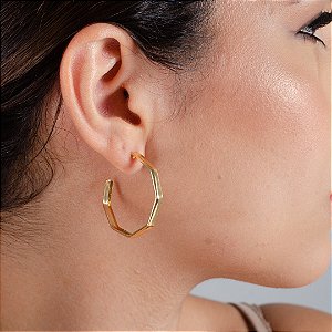 Argola Geométrica C/Tarraxa - Semijoia 18k - B106-02148