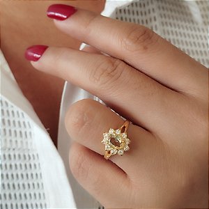 Anel de Formatura Pedra Amarela - Semijoia 18k - ANF2-12150