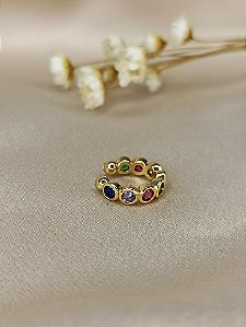 Piercing Fake c/Zircônias Multicor - Semijoia 18k - B124-776