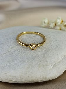 Anel Coração Cravejado - Semijoia 18k - MA381-10136