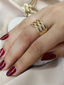 Anel Feminino Com Zircônias - Semijoia 18k - MA388-27260