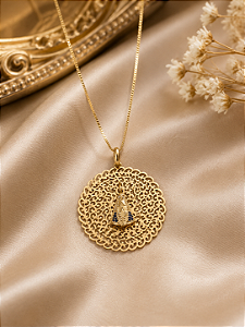 Gargantilha Mandala N.Sra Aparecida - Semijoia 18k - MG508