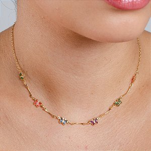 Gargantilha Choker Borboleta c/ajuste - Semijoia 18k - MG557-17170