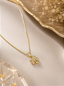 Gargantilha Trevo Cravejado - Semijoia 18k - MG563-10130