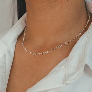 Gargantilha Coração Vazado - 40cm - Prata 925 - MG574-18110