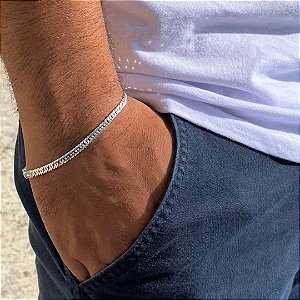 Pulseira Masculina Grumet Elo Duplo - 4mm - Prata 925 - MP920-42250
