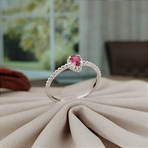 Anel Com Zircônia Gota Rosa - Prata 925 - MA408-1590
