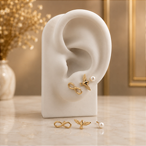 Trio Infinito, Espírito Santo e Pérola - Semijoia 18k - B160-1070