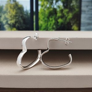 Argola Coração Com Tarraxa - 23mm - Prata 925 - B194-13108