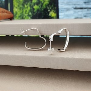 Argola Coração Com Tarraxa - 18mm - Prata 925 - B195-1272