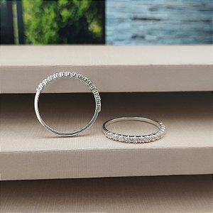 Anel Aparador Com Zircônias - Prata 925 - MA426-1492