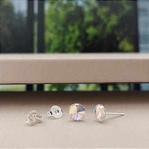 Brinco Ponto de Luz Swaroviski Furta-cor - 5mm - Prata 925 - B218-1060