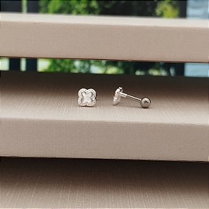 Piercing Tragus Trevo Com Zircônias - (Unidade) - Prata 925 - B272-850
