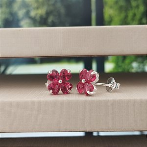 Brinco Flor Rosa - Prata 925 - B295-23138