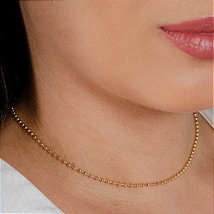 Gargantilha Choker Bolinhas - Semijoia 18k - Antialérgica