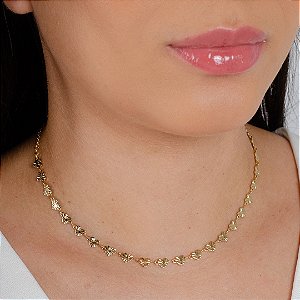 Gargantilha Choker em Corações Trabalhados - Semijoia 18k - Antialérgica