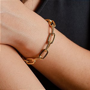Pulseira Elos Alongados - Semijoias 18k - Antialérgico - MP977-20200