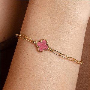 Pulseira Elos Trevo Vermelho - Semijoias 18k - Antialérgico - MP980-13130