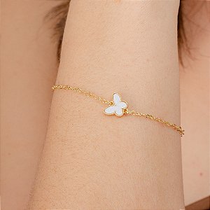 Pulseira Borboleta Branca - Semijoias 18k - MP981-09120
