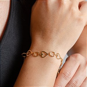 Pulseira Corações e Círculos - Semijoias 18k - MP987-12150