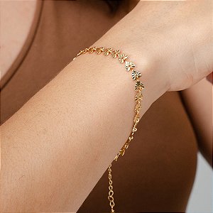 Pulseira Minis Corações Diamantados -  Semijoias 18k - P06-13170
