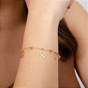 Pulseira com Medalhas Espírito Santo - Semijoias 18k - P15-08140
