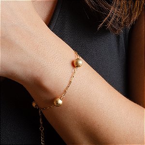 Pulseira Cartier c/ Bolas Foscas - Semijoias 18k - P19-12140