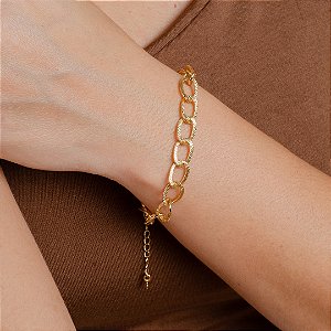 Pulseira Elos detalhados - Semijoias 18k - P20-09150