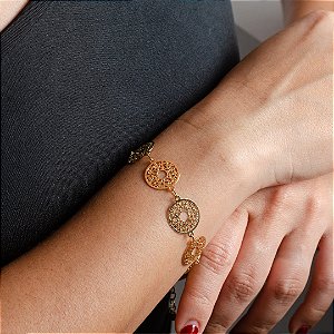 Pulseira Mandalas 21mm - Semijoias 18k - P49-16180