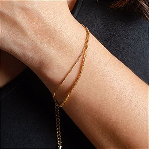 Pulseira Dupla Diamantada - Semijoias 18k - P75-11140