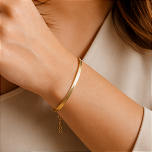 Pulseira Laminada 4mm - Semijoias 18k - P84-14160