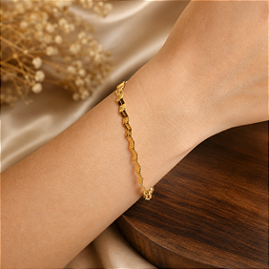 Pulseira Laminada Frizada 6mm - Semijoias 18k - P85-24240