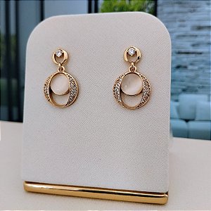 Brinco Pêndulo Cravejado -  Semijoias 18k - B307-16180