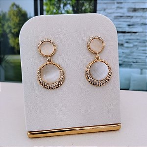 Brinco Pêndulo Cravejado -  Semijoias 18k - B308-24240