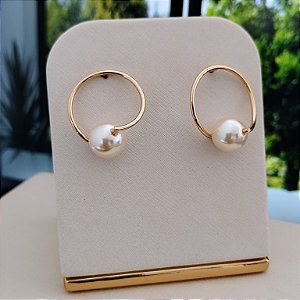 Brinco Orgânico com Pérola  -  Semijoias 18k -B310-10130