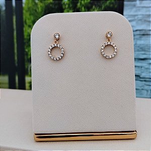 Brinco Pêndulo Com Zircônias -Semijoia 18k - B378-0696