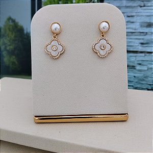 Brinco Pêndulo Trevo - Semijoias 18k -B344-09130
