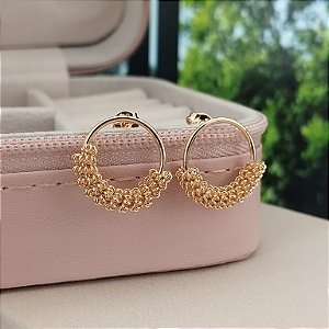 Brinco Redondo Fio Trabalhado - Semijoia 18k