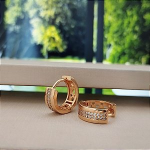 Argola Quadrada Cravejada -Semijoia 18k - B386-14170