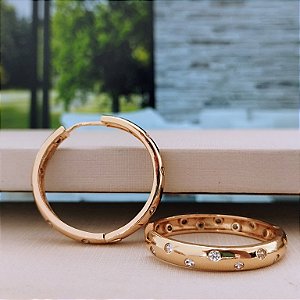 Argola Com Ponto de Luz - Semijoia 18k - B360-23260