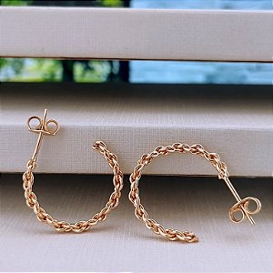 Argola Trançada -Semijoias 18k - Antialérgicas - B397-0584