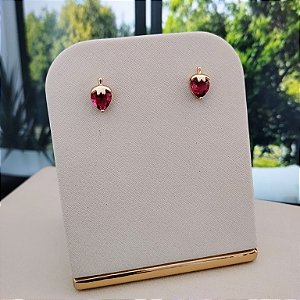Brinco Morango Rosa Pink -Semijoias 18k -B407-0564